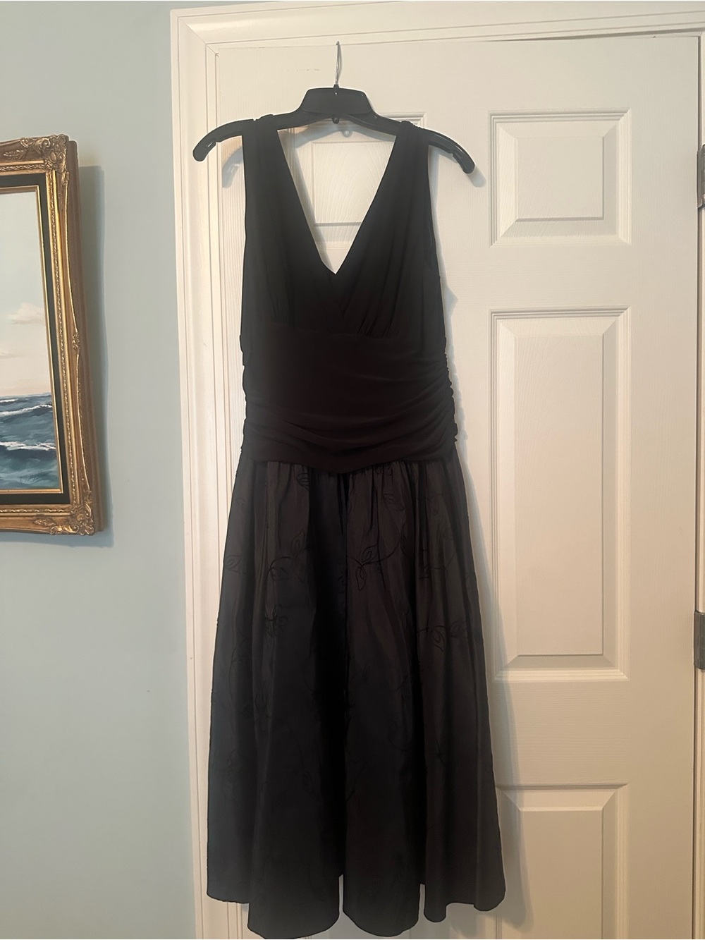 S.L. Fashions Black V-Neck Sleeveless Midi Dress